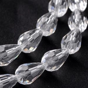 Vetro, fili di perline di cristallo Suncatcher, sfaccettato, Goccia, trasparente, 16mm 1filo 20pz