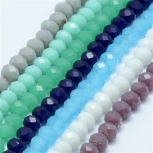 Perle di vetro fili, sfaccettato, Abacus 8x6mm, foro: 1mm; circa 60pcs