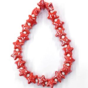 Handmade Perline porcellana, brillante smaltato porcellana, Stella, 14x15x8mm, foro: 2mm 4pz