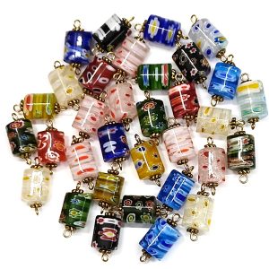 Handmade lampwork con fiori ~20mm~10mm 1pz