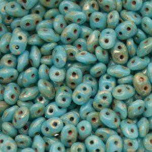 Superduo 5x2,5mm Blue turquoise Picasso Cod.T6303 10gr.