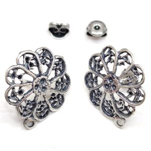 Basi orecchini in zama placcate in argento 1 coppia