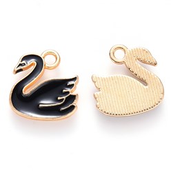 Pendenti smaltati in ottone cigno 4 pezzi