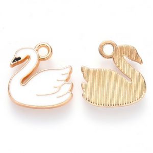 Pendenti smaltati in ottone cigno 4 pezzi
