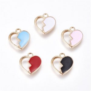Pendenti smaltati in ottone cuore 5 pezzi misti