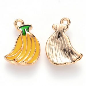 Pendenti smaltati in ottone banane 4 pezzi