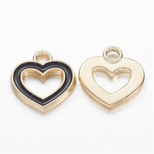 Pendenti smaltati in ottone cuore 4 pezzi