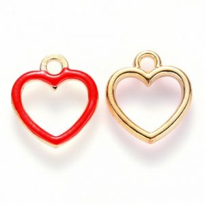 Pendenti smaltati in ottone cuore 4 pezzi