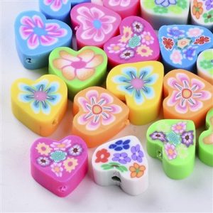 Perline colorate miste in fimo cuori 30 pezzi
