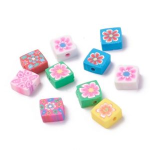 Perline colorate miste in fimo quadrati 30 pezzi