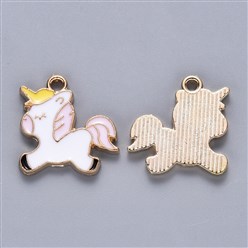 Pendenti smaltati in ottone 4 pezzi oro chiaro cavallo