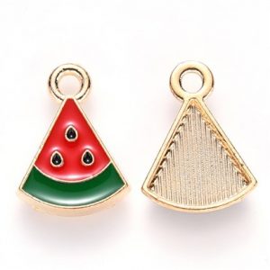 Pendenti smaltati in ottone 4 pezzi oro chiaro anguria