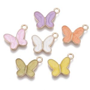 Pendenti smaltati in ottone 4 pezzi oro chiaro