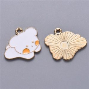 Pendenti smaltati in ottone 4 pezzi oro chiaro cane