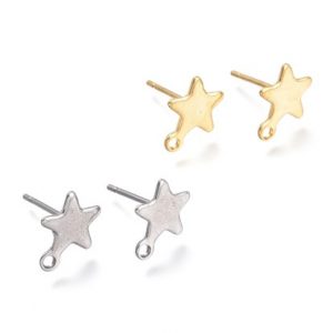 Basi per orecchini in acciaio inox stella 4 pezzi