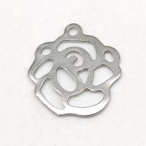 Fiore acciaio inox color argento 2 pezzi