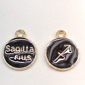 Pendente Sagittario smaltato nero 1 pezzo