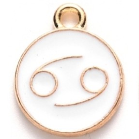 Pendente Cancro smaltato bianco 1 pezzo