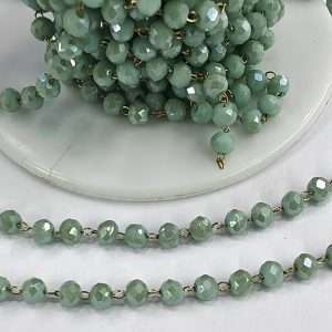 Catena rosario acciaio con cristalli iridescenti 50 cm