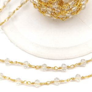 Catena rosario col. oro con cristalli 50 cm