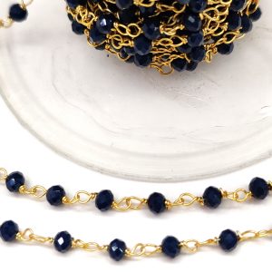 Catena  rosario col. oro con cristalli 50 cm