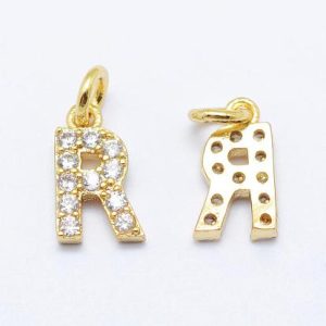 Lettera R con zirconi 1 pezzo