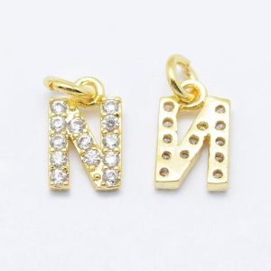 Lettera N con zirconi 1 pezzo