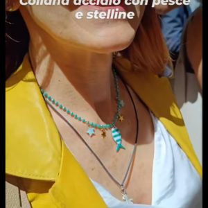 Collana acciaio con cristalli tema mare