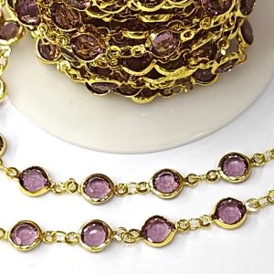 Catena gioiello acciaio con cristalli tondi 50 cm