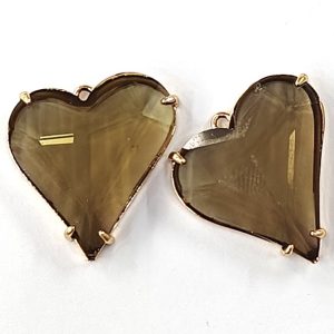 Cuore in cristallo con cornice col oro 1 pezzo