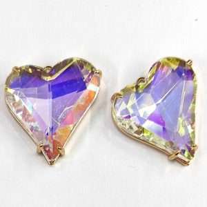 Cuore in cristallo con cornice col oro 1 pezzo