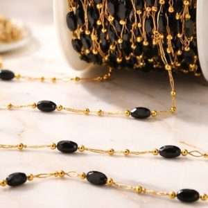 Catena gioiello acciaio con cristalli 50 cm