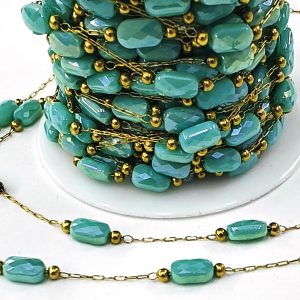 Catena gioiello acciaio con cristalli 50 cm