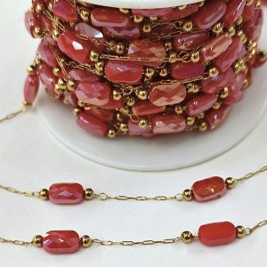 Catena gioiello acciaio con cristalli 50 cm