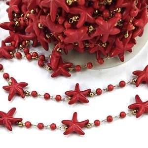 Catena gioiello acciaio con stelle marine 50 cm
