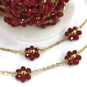 Catena gioiello acciaio con cristalli, 50 cm